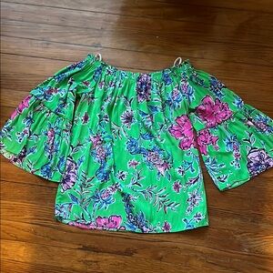 Like new Lilly Pulitzer Floral Off-Shoulder Top in Green and Pink